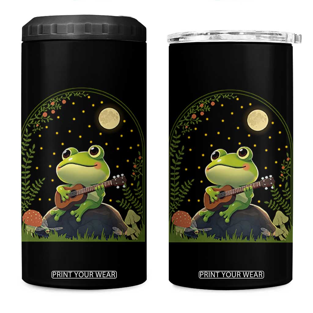 Frog Playing Guitar 4 in 1 Can Cooler Tumbler Gift for Musicians TS12 One Size: 16 oz Black Print Your Wear