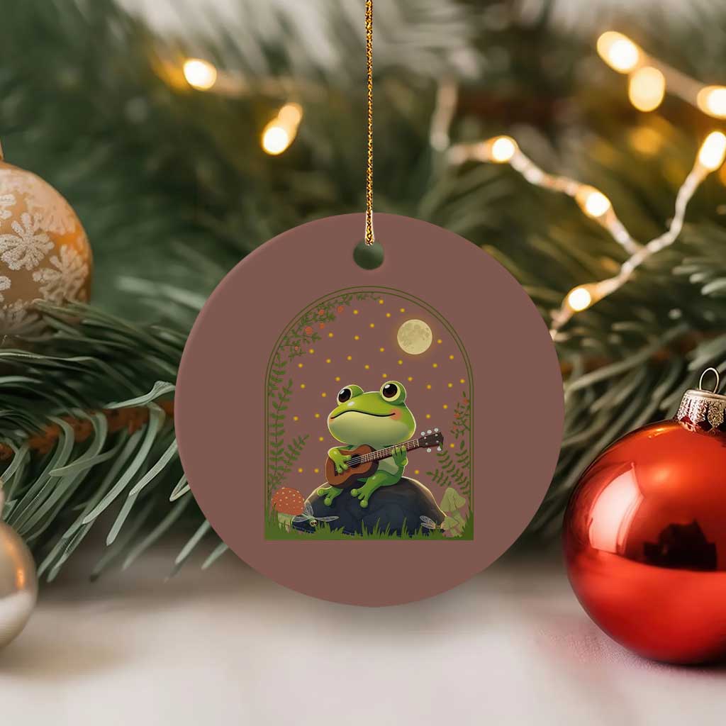 Frog Playing Guitar Ceramic Ornament Gift for Musicians TS12 1pc Mocha Print Your Wear