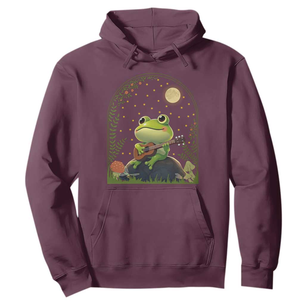 Frog Playing Guitar Hoodie Gift for Musicians TS12 Maroon Print Your Wear