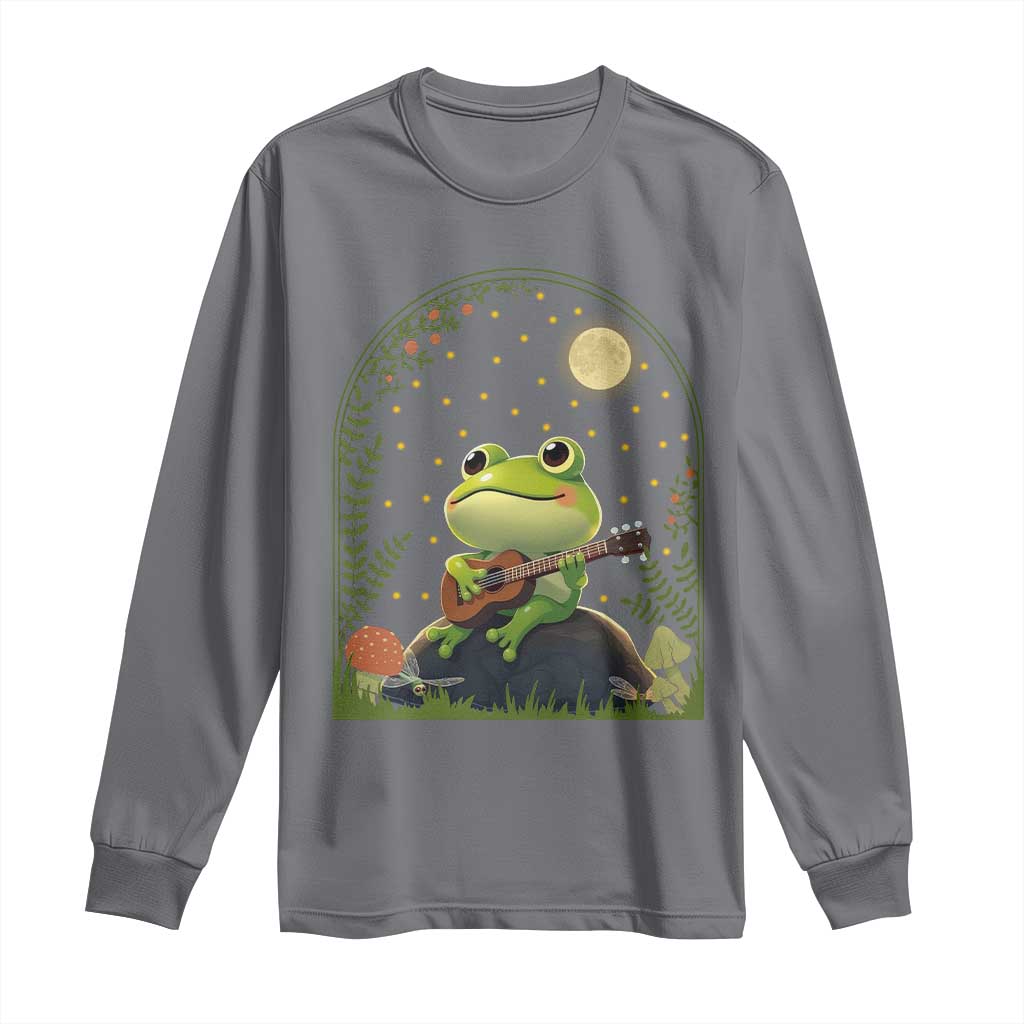 Frog Playing Guitar Long Sleeve Shirt Gift for Musicians TS12 Charcoal Print Your Wear