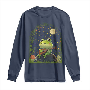 Frog Playing Guitar Long Sleeve Shirt Gift for Musicians TS12 Navy Print Your Wear