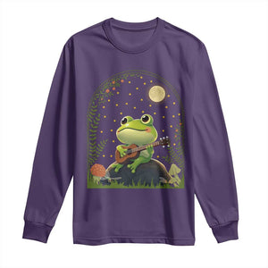 Frog Playing Guitar Long Sleeve Shirt Gift for Musicians TS12 Purple Print Your Wear