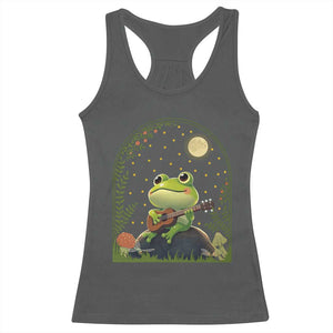 Frog Playing Guitar Racerback Tank Top Gift for Musicians TS12 Dark Heather Print Your Wear