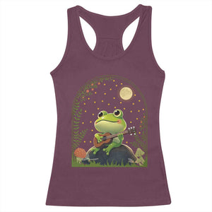 Frog Playing Guitar Racerback Tank Top Gift for Musicians TS12 Maroon Print Your Wear