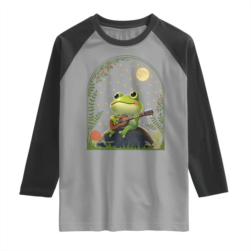 Frog Playing Guitar Raglan Shirt Gift for Musicians TS12 Sport Gray Black Print Your Wear