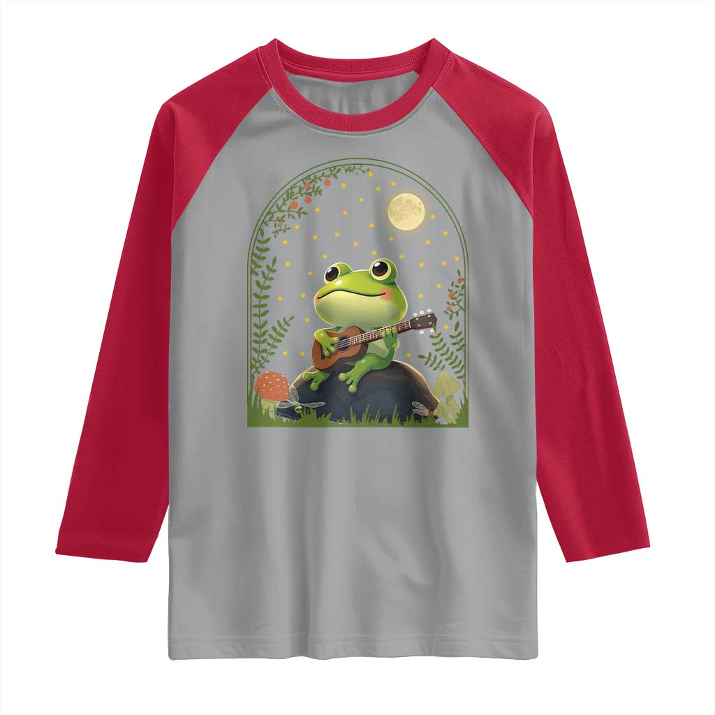 Frog Playing Guitar Raglan Shirt Gift for Musicians TS12 Sport Gray Red Print Your Wear
