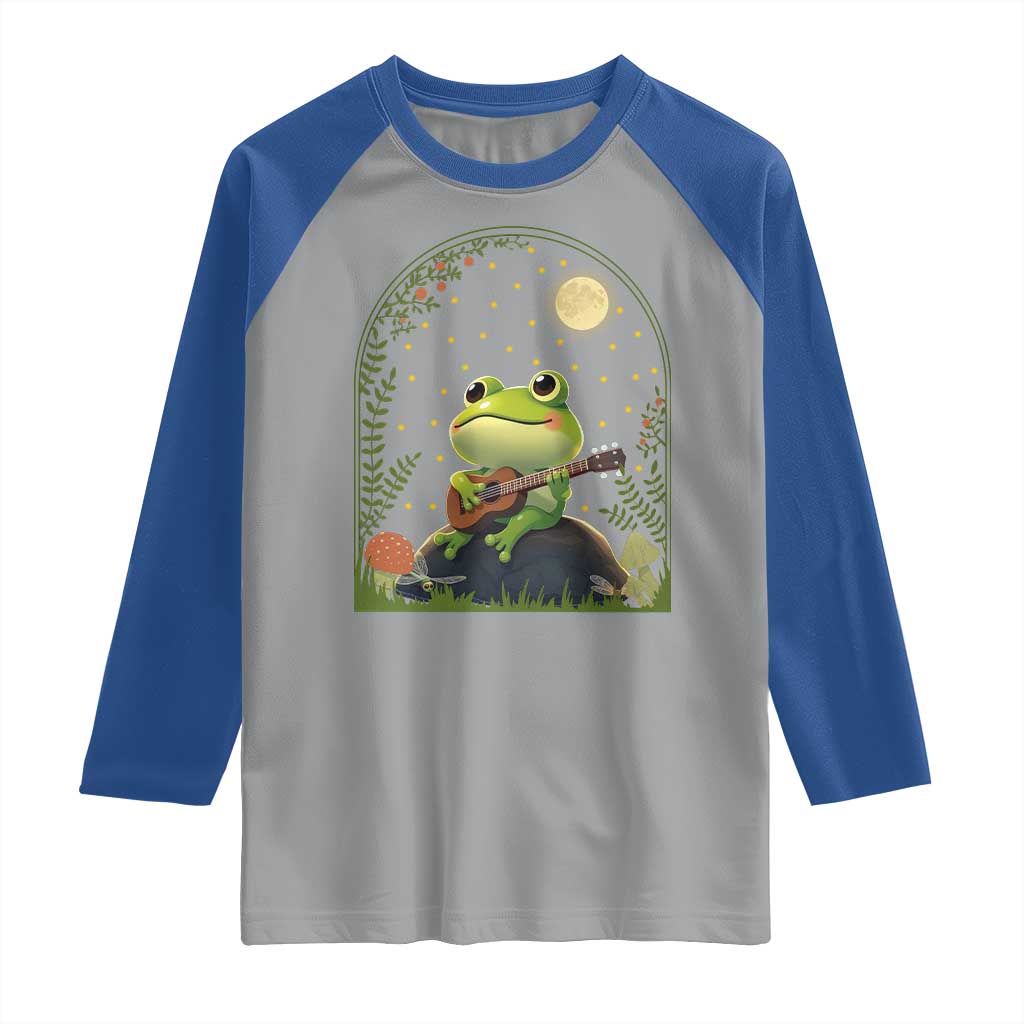 Frog Playing Guitar Raglan Shirt Gift for Musicians TS12 Sport Gray Royal Print Your Wear