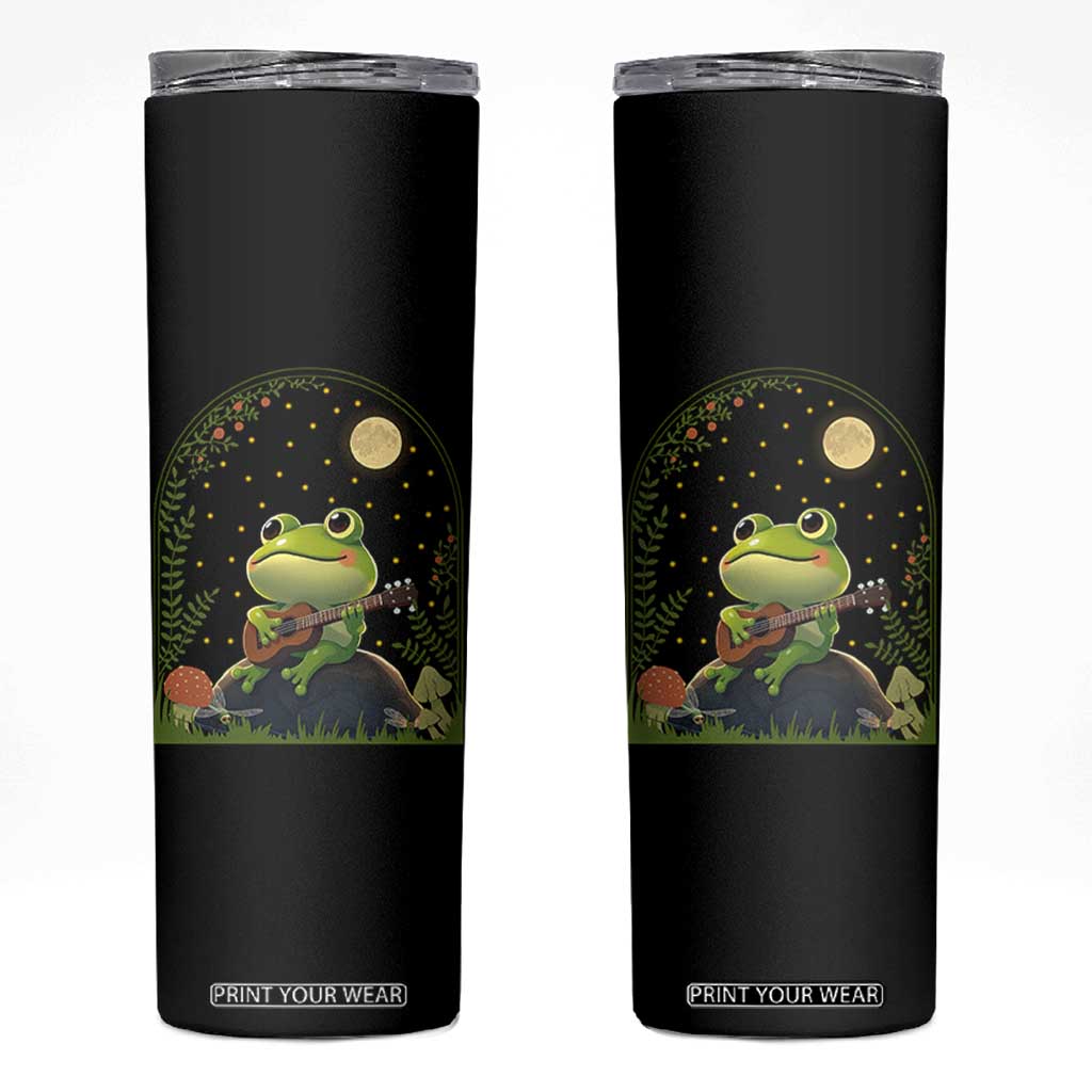 Frog Playing Guitar Skinny Tumbler Gift for Musicians TS12 Black Print Your Wear