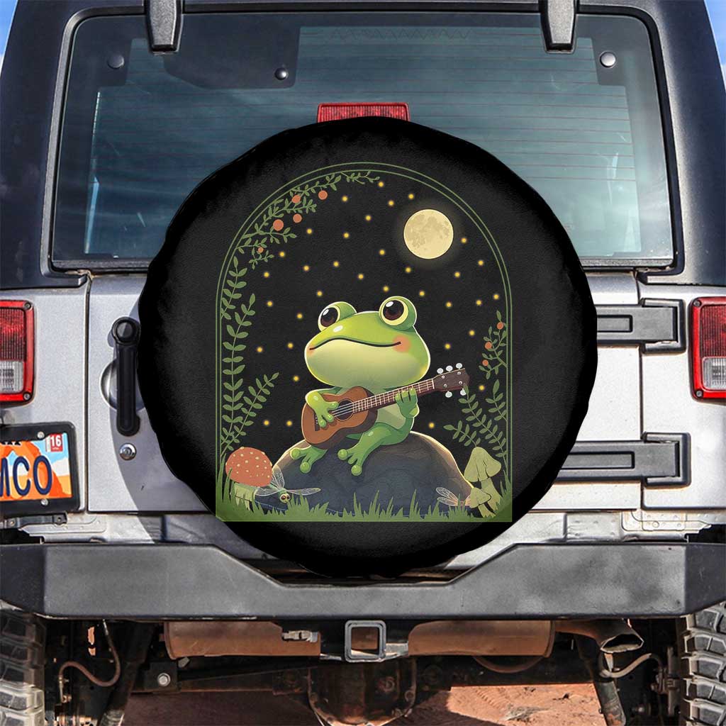 Frog Playing Guitar Spare Tire Cover Gift for Musicians TS12 No hole Black Print Your Wear
