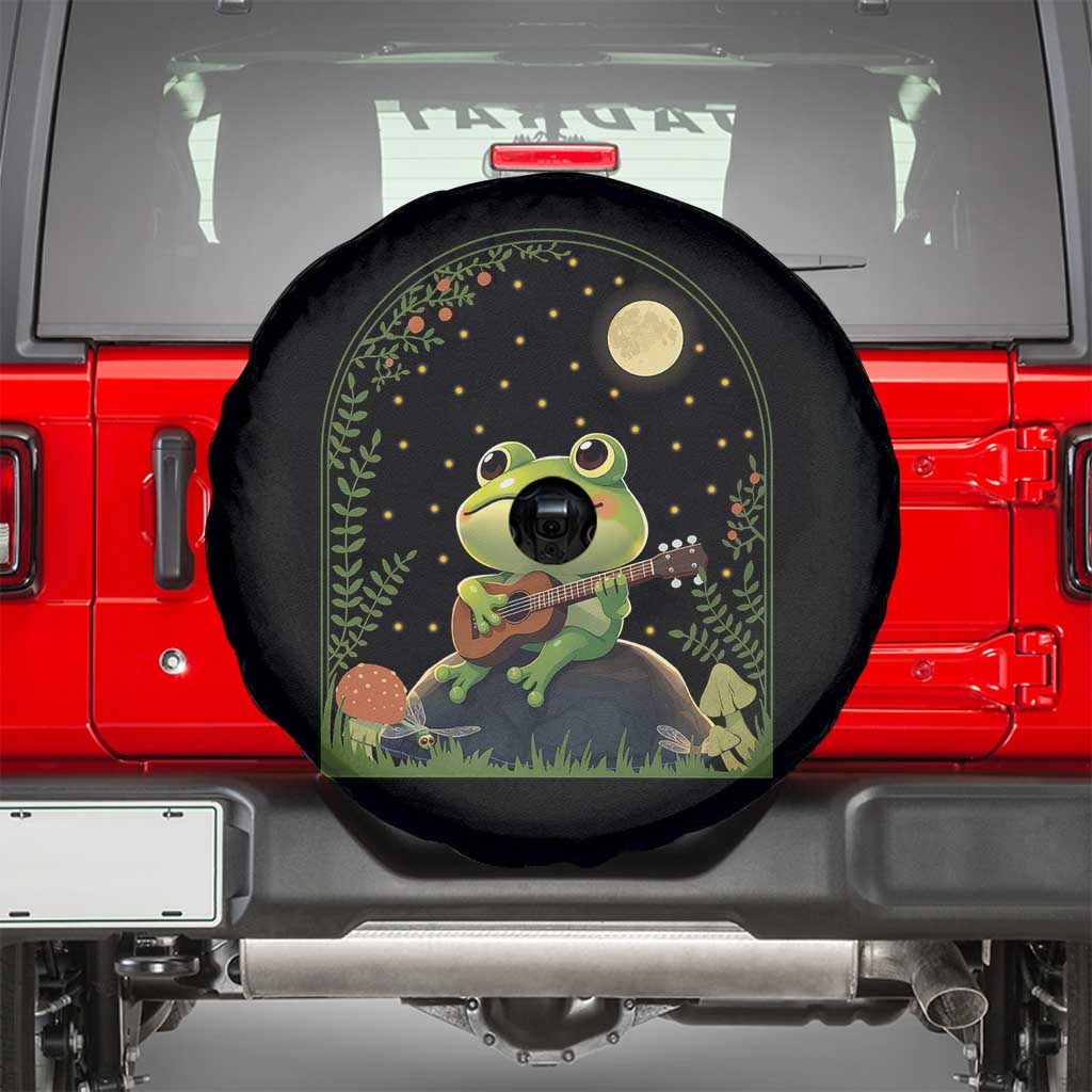 Frog Playing Guitar Spare Tire Cover Gift for Musicians TS12 Black Print Your Wear