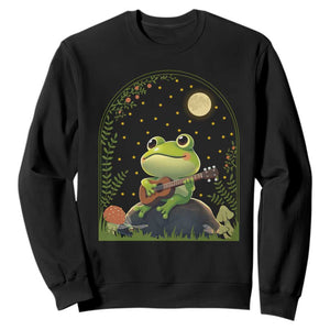 Frog Playing Guitar Sweatshirt Gift for Musicians TS12 Black Print Your Wear