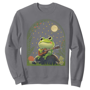 Frog Playing Guitar Sweatshirt Gift for Musicians TS12 Charcoal Print Your Wear