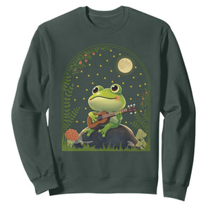 Frog Playing Guitar Sweatshirt Gift for Musicians TS12 Dark Forest Green Print Your Wear