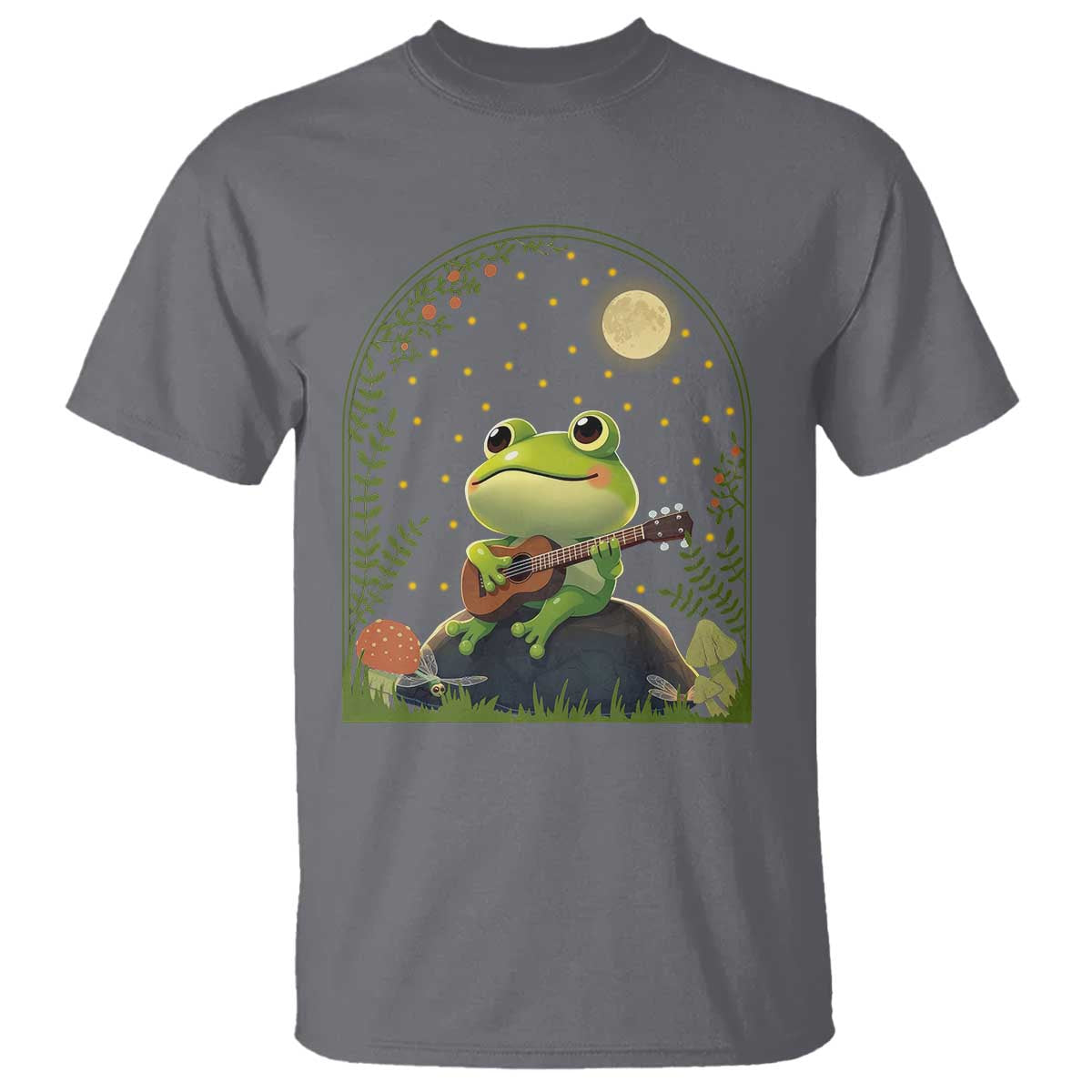 Frog Playing Guitar T Shirt Gift for Musicians TS12 Charcoal Print Your Wear
