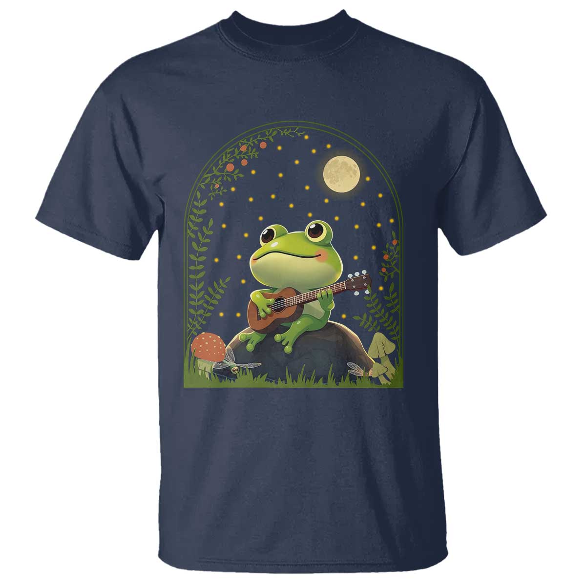 Frog Playing Guitar T Shirt Gift for Musicians TS12 Navy Print Your Wear