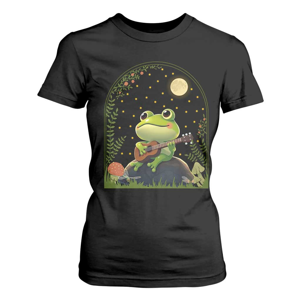 Frog Playing Guitar T Shirt For Women Gift for Musicians TS12 Black Print Your Wear