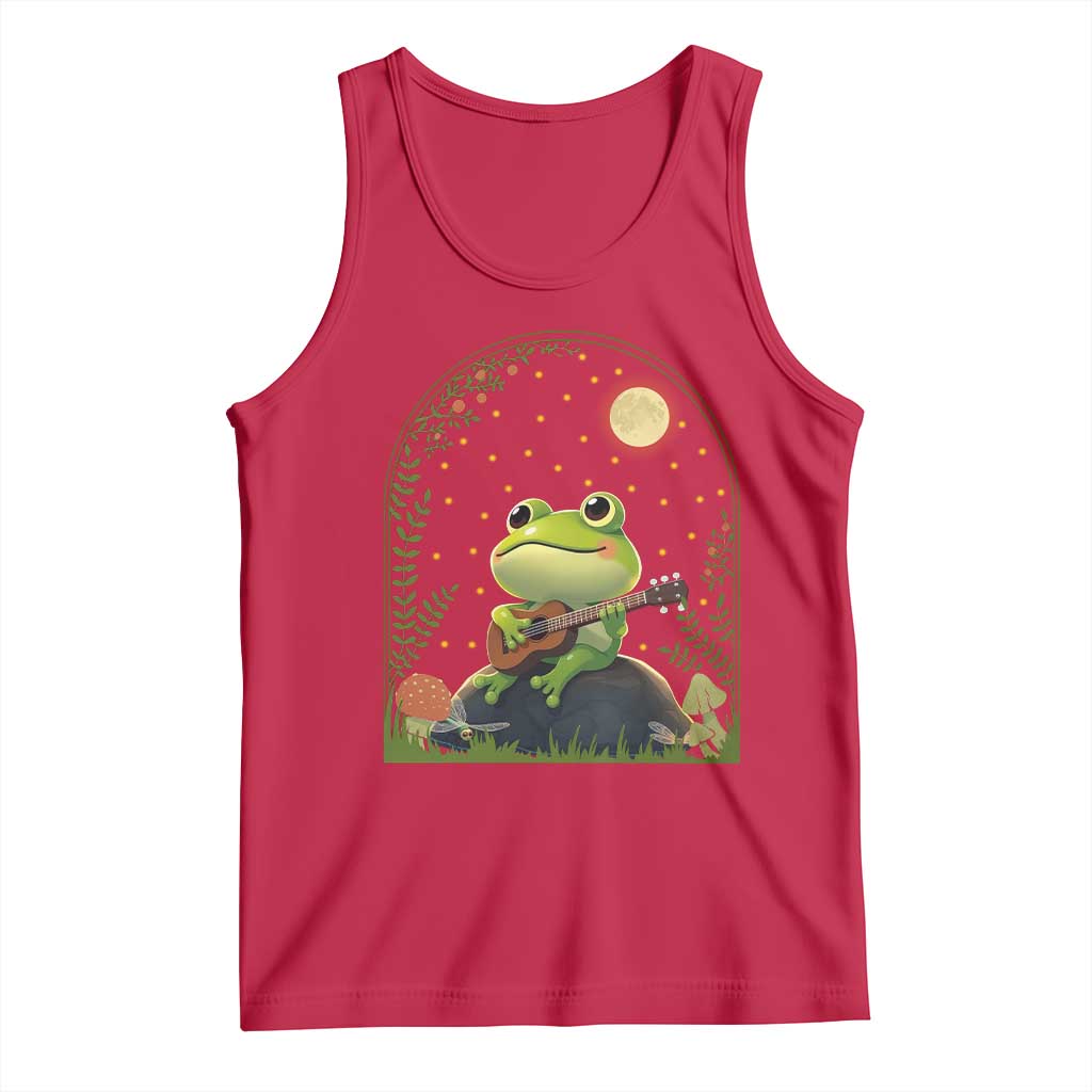 Frog Playing Guitar Tank Top Gift for Musicians TS12 Red Print Your Wear