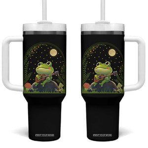 Frog Playing Guitar Tumbler With Handle Gift for Musicians TS12 One Size: 40 oz Black Print Your Wear