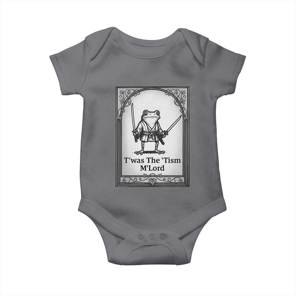 Twas The Tism MLord Baby Onesie Funny Medieval Knight Frog Gift TS12 Charcoal Print Your Wear