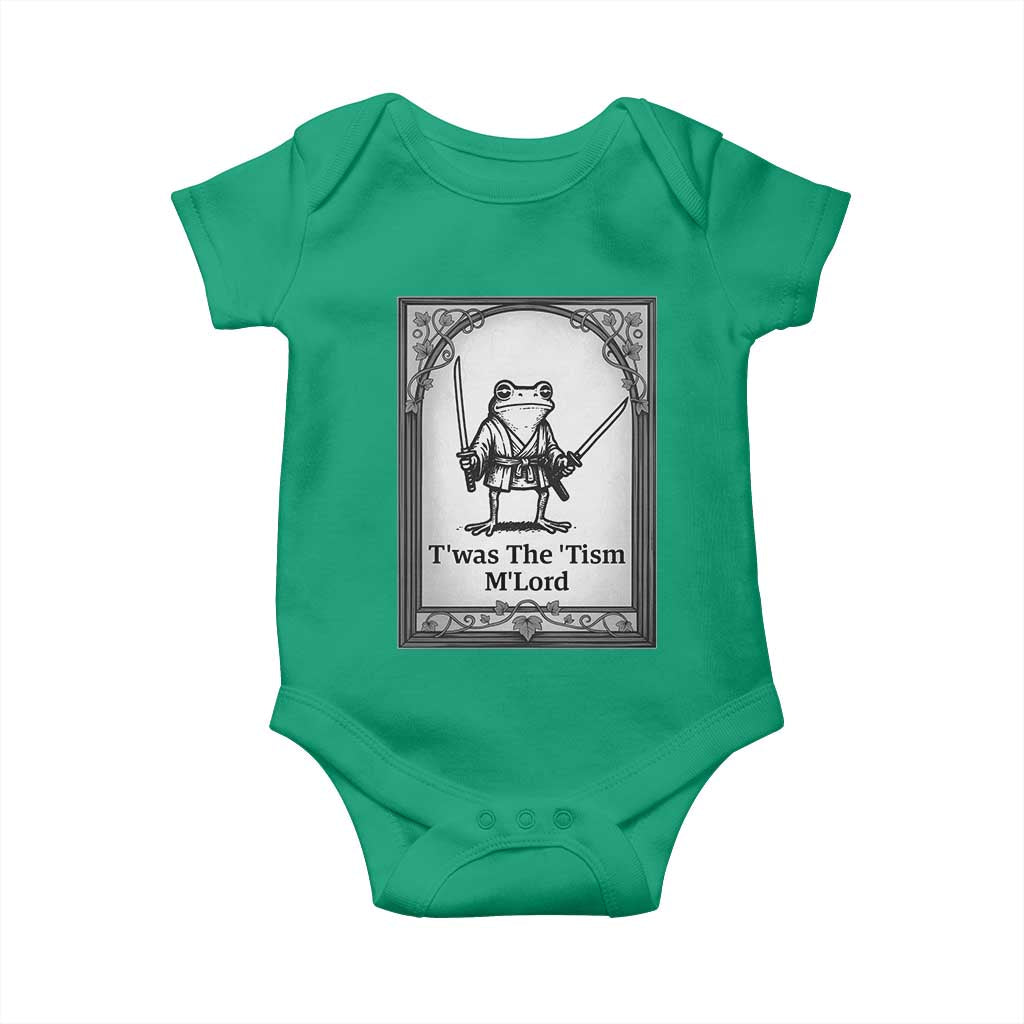 Twas The Tism MLord Baby Onesie Funny Medieval Knight Frog Gift TS12 Irish Green Print Your Wear