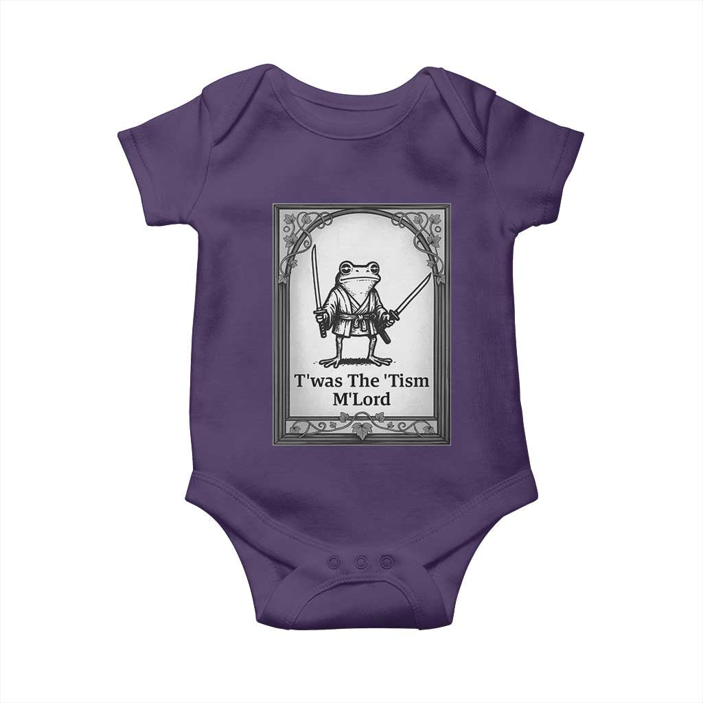 Twas The Tism MLord Baby Onesie Funny Medieval Knight Frog Gift TS12 Purple Print Your Wear