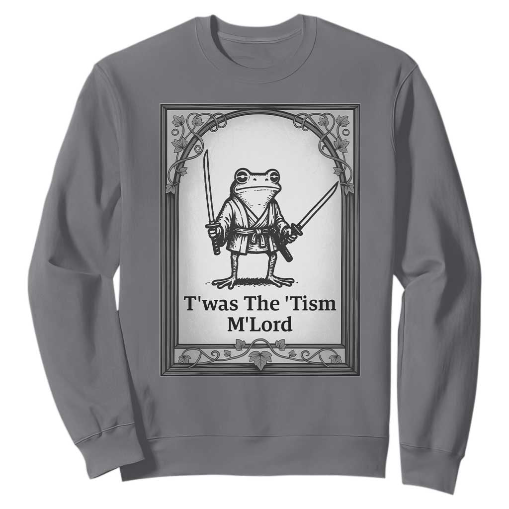 Twas The Tism MLord Sweatshirt Funny Medieval Knight Frog Gift TS12 Charcoal Print Your Wear