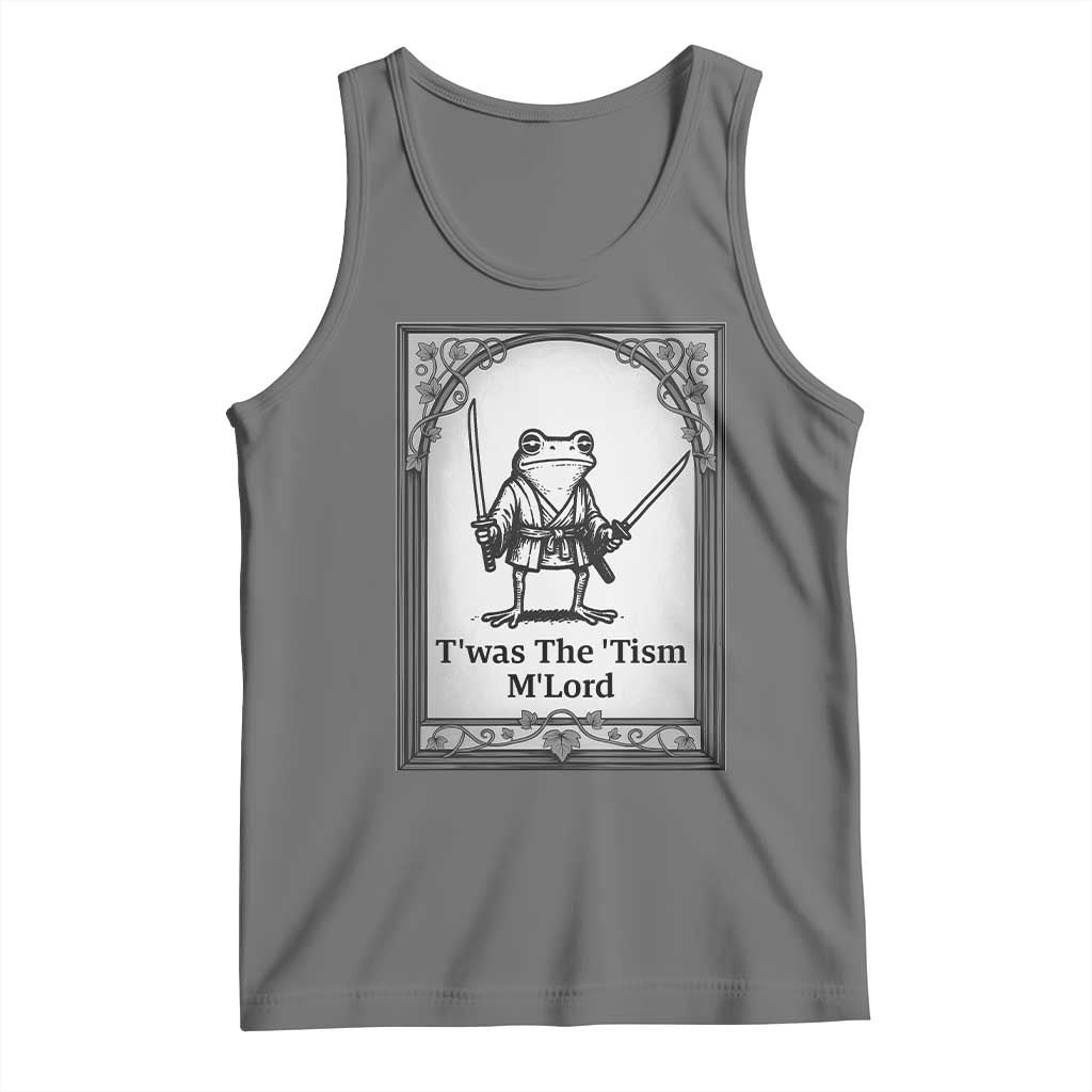 Twas The Tism MLord Tank Top Funny Medieval Knight Frog Gift TS12 Black Heather Print Your Wear