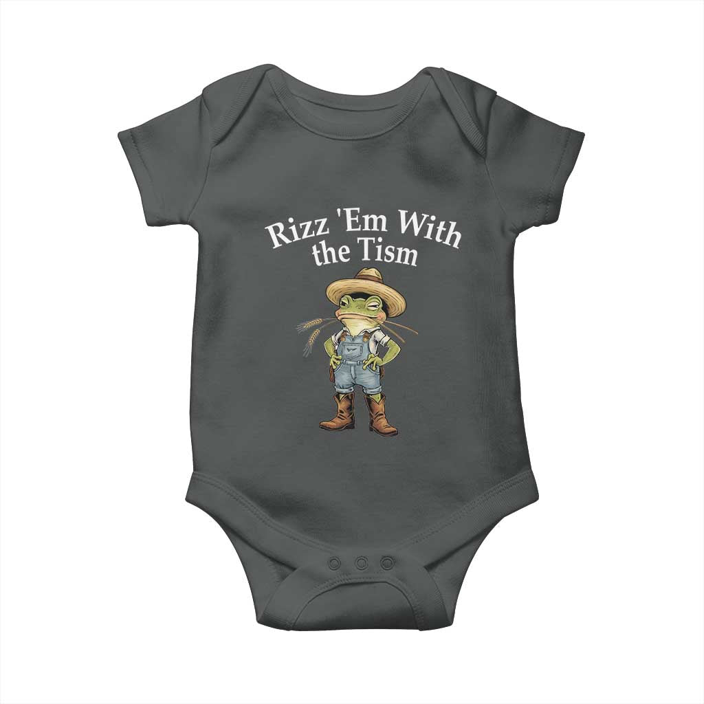 Autism Frog Baby Onesie Funny Rizz Em With The Tism TS12 Dark Heather Print Your Wear