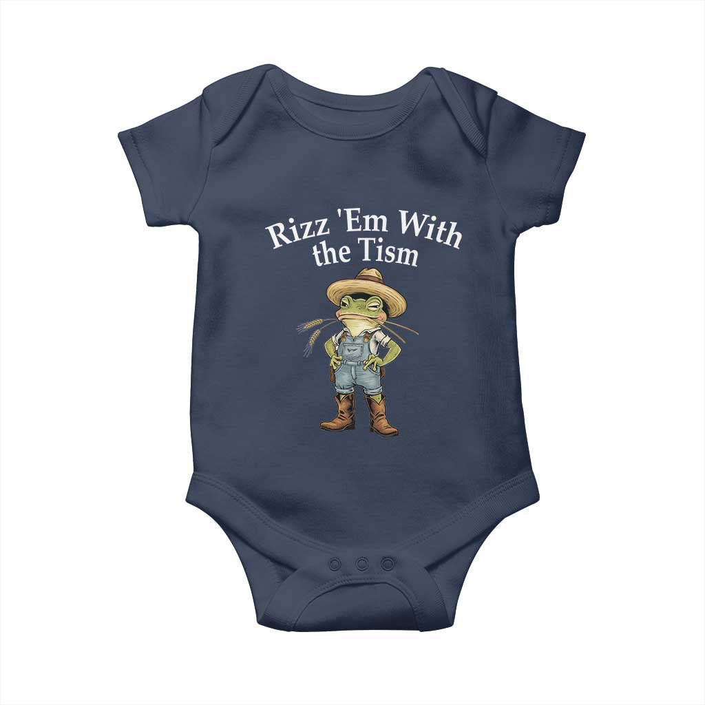 Autism Frog Baby Onesie Funny Rizz Em With The Tism TS12 Navy Print Your Wear