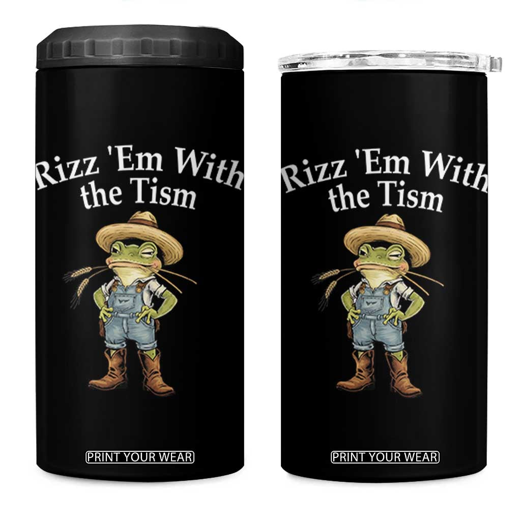 Autism Frog 4 in 1 Can Cooler Tumbler Funny Rizz Em With The Tism TS12 One Size: 16 oz Black Print Your Wear