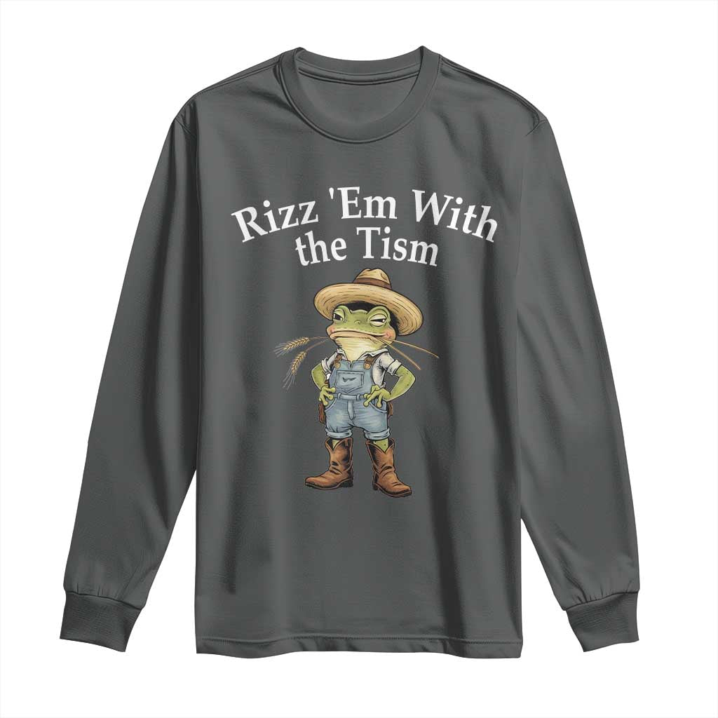 Autism Frog Long Sleeve Shirt Funny Rizz Em With The Tism TS12 Dark Heather Print Your Wear
