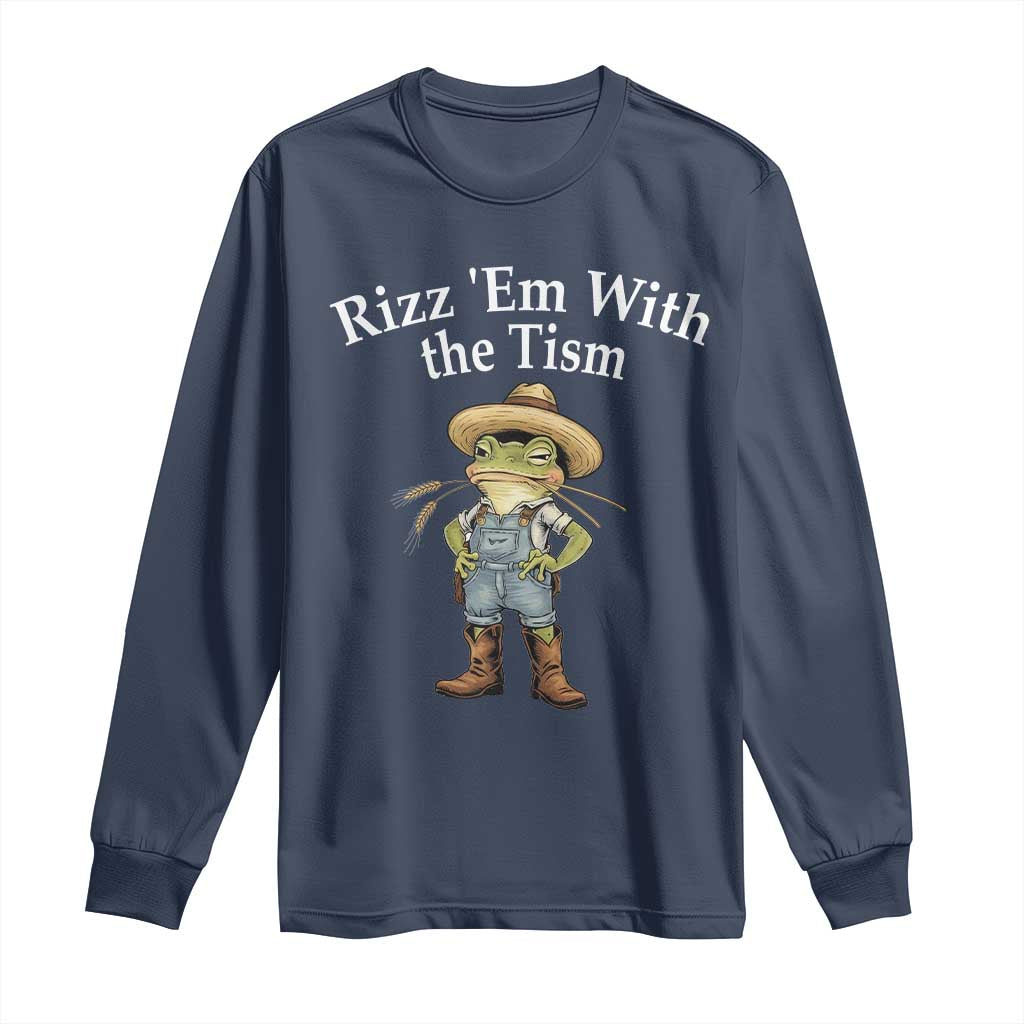 Autism Frog Long Sleeve Shirt Funny Rizz Em With The Tism TS12 Navy Print Your Wear