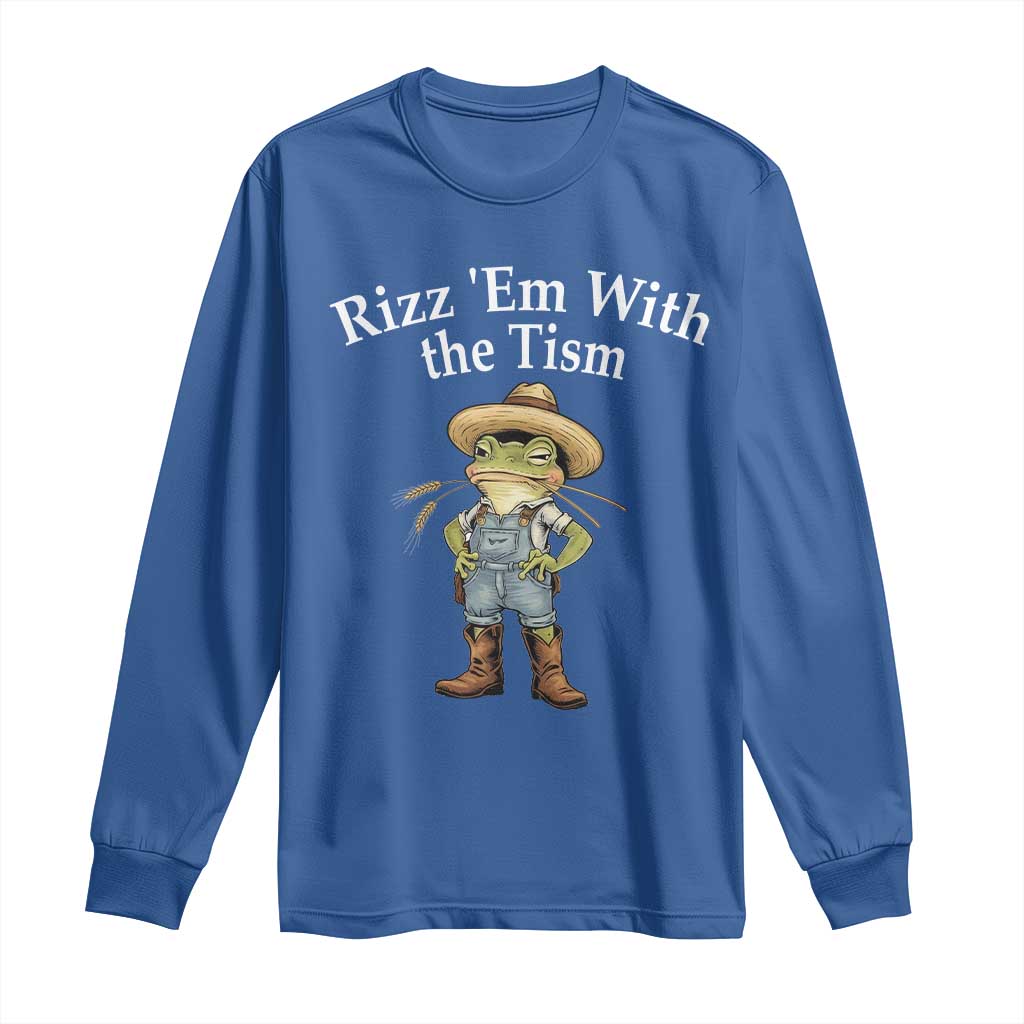 Autism Frog Long Sleeve Shirt Funny Rizz Em With The Tism TS12 Royal Blue Print Your Wear