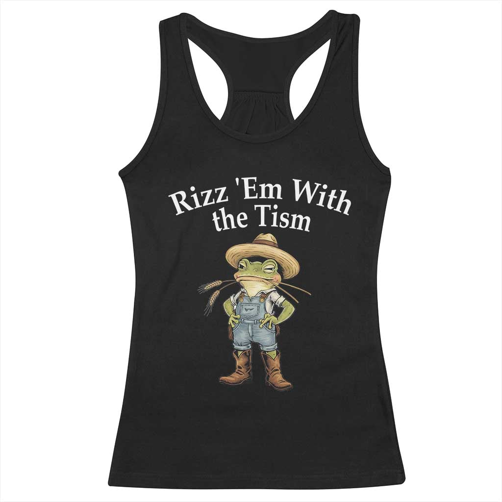 Autism Frog Racerback Tank Top Funny Rizz Em With The Tism TS12 Black Print Your Wear