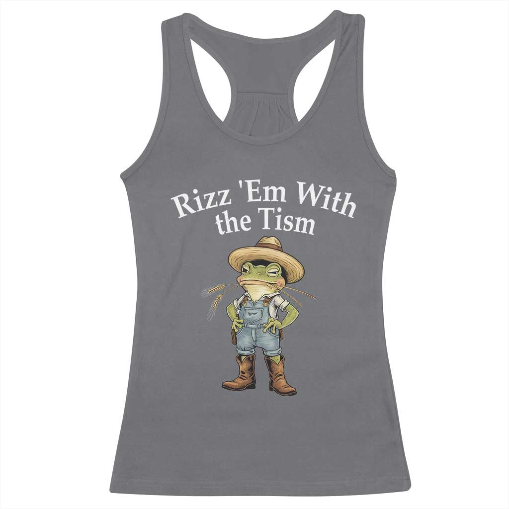 Autism Frog Racerback Tank Top Funny Rizz Em With The Tism TS12 Charcoal Print Your Wear