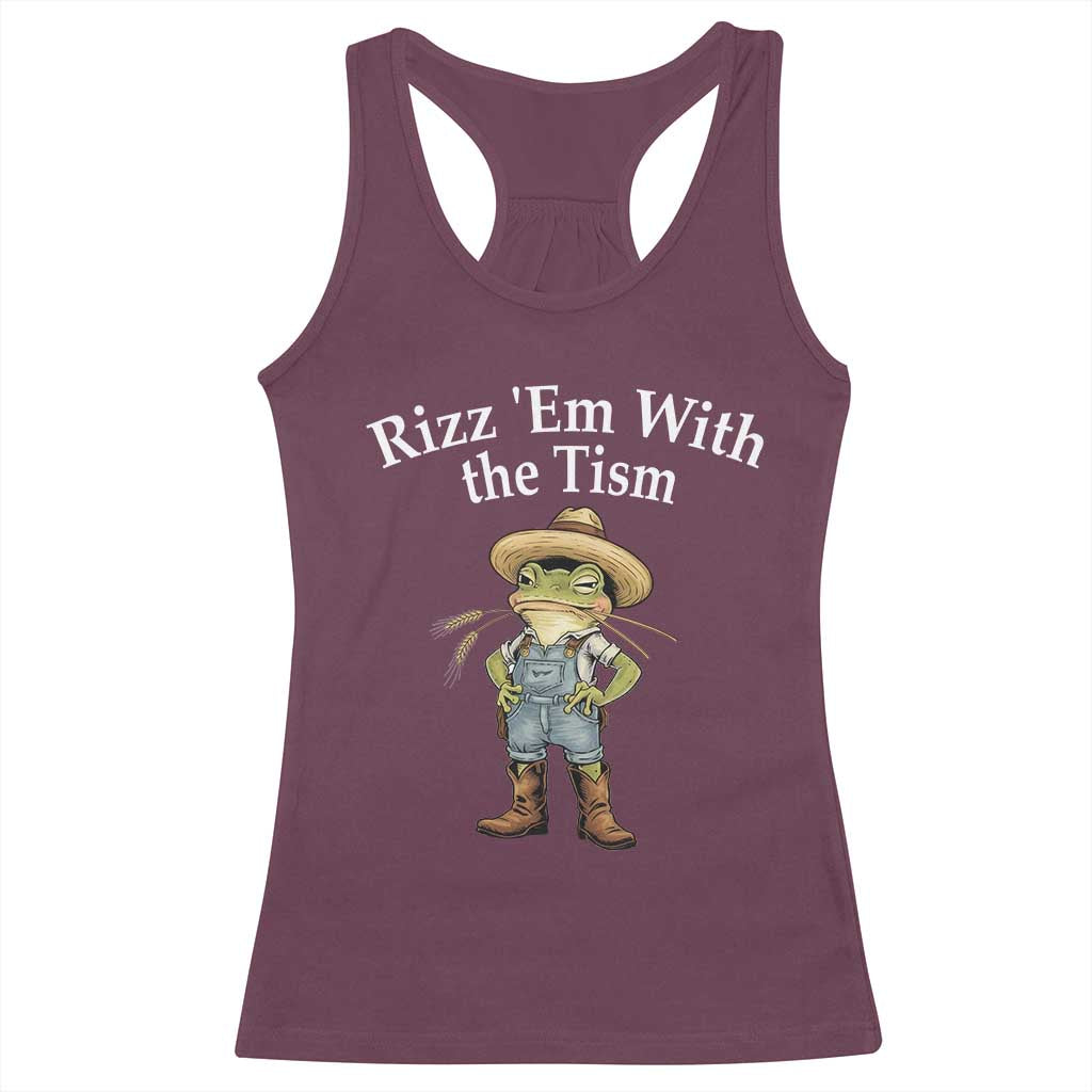 Autism Frog Racerback Tank Top Funny Rizz Em With The Tism TS12 Maroon Print Your Wear