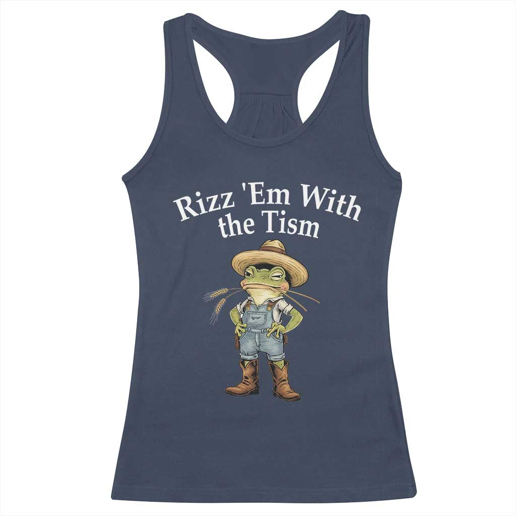 Autism Frog Racerback Tank Top Funny Rizz Em With The Tism TS12 Navy Print Your Wear