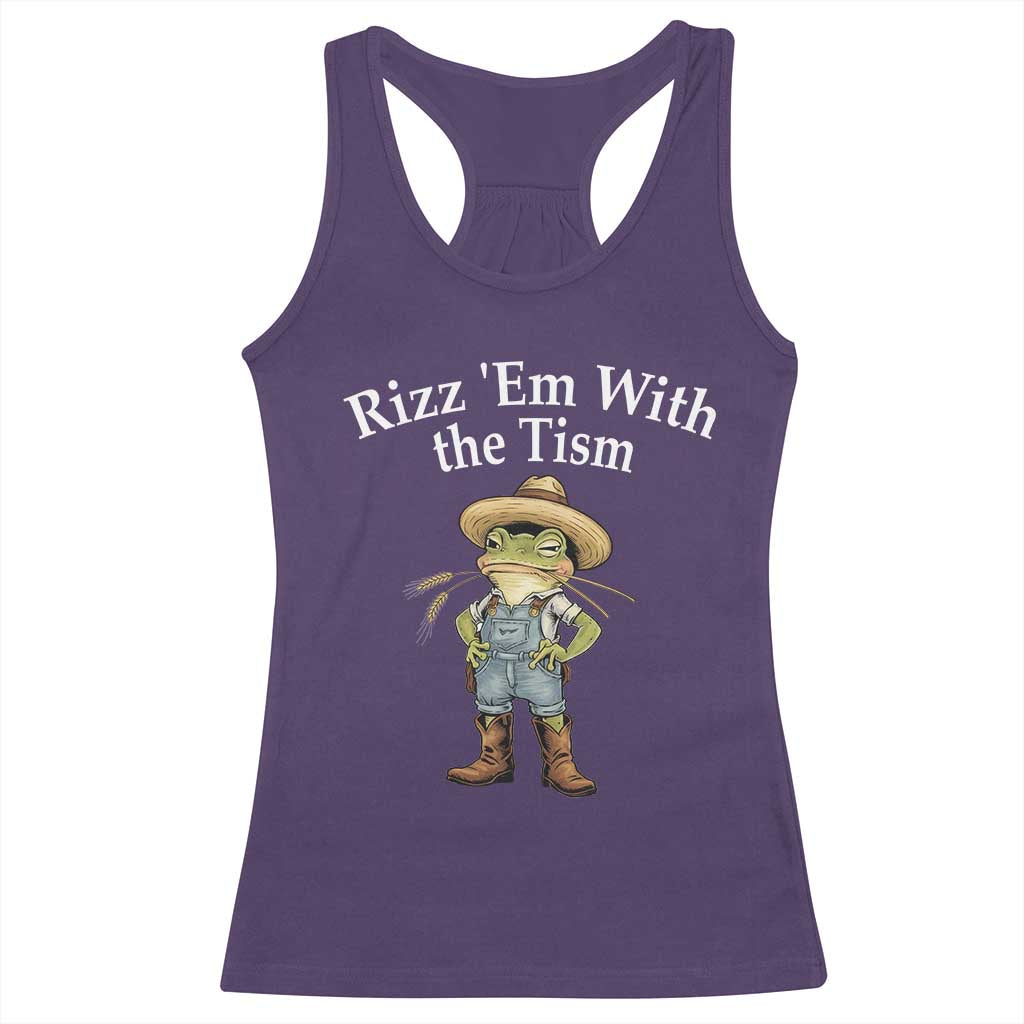Autism Frog Racerback Tank Top Funny Rizz Em With The Tism TS12 Purple Print Your Wear