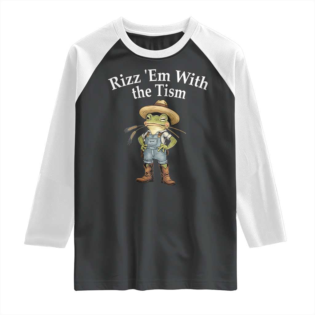 Autism Frog Raglan Shirt Funny Rizz Em With The Tism TS12 Black White Print Your Wear