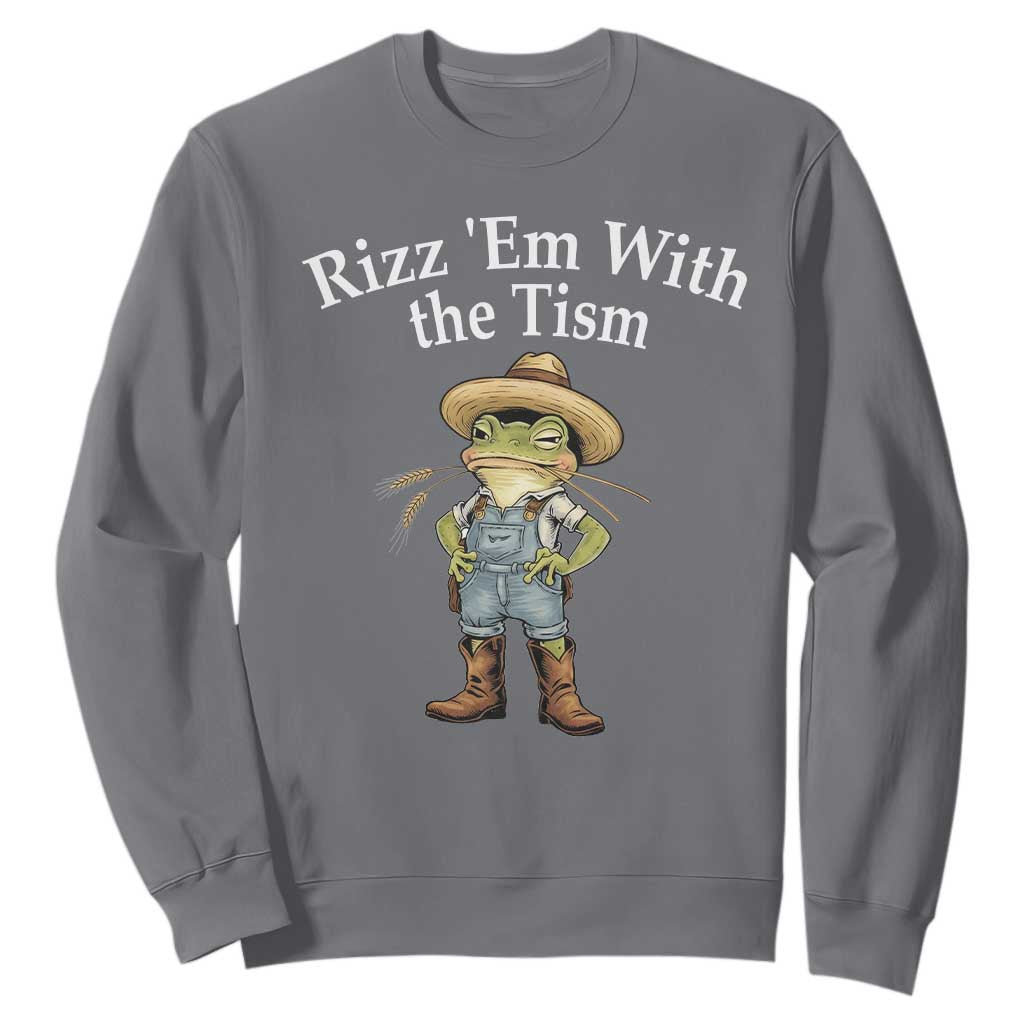 Autism Frog Sweatshirt Funny Rizz Em With The Tism TS12 Charcoal Print Your Wear
