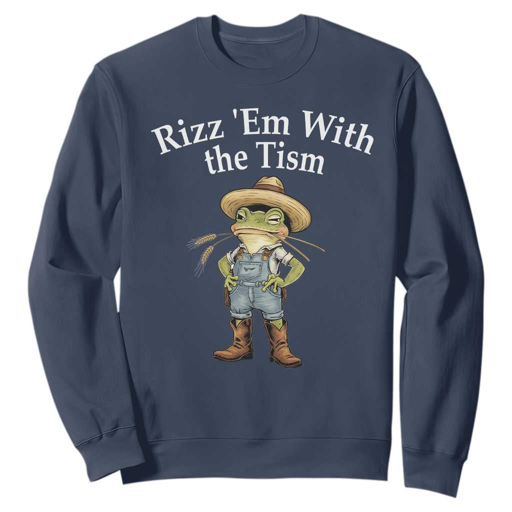 Autism Frog Sweatshirt Funny Rizz Em With The Tism TS12 Navy Print Your Wear