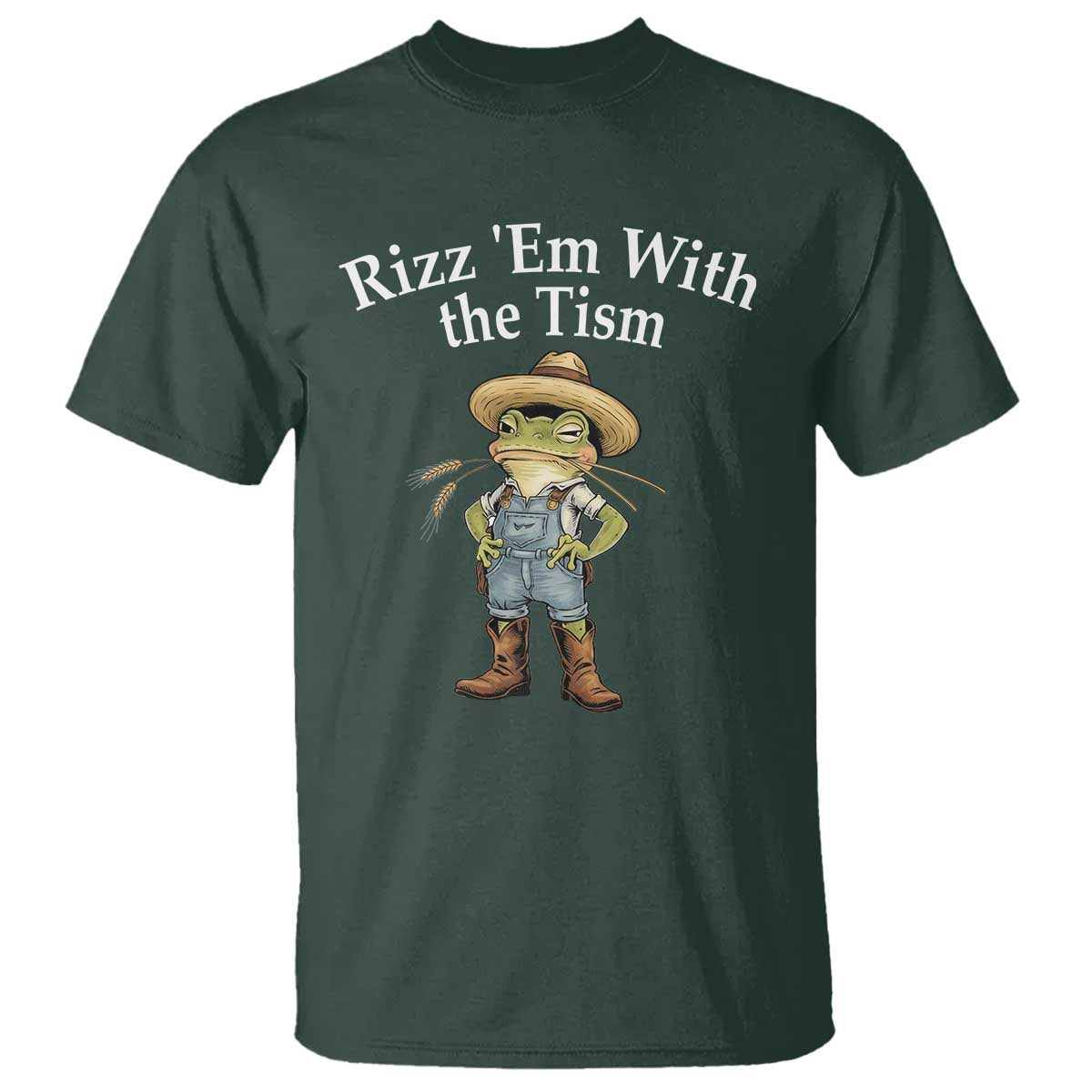 Autism Frog T Shirt Funny Rizz Em With The Tism TS12 Dark Forest Green Print Your Wear