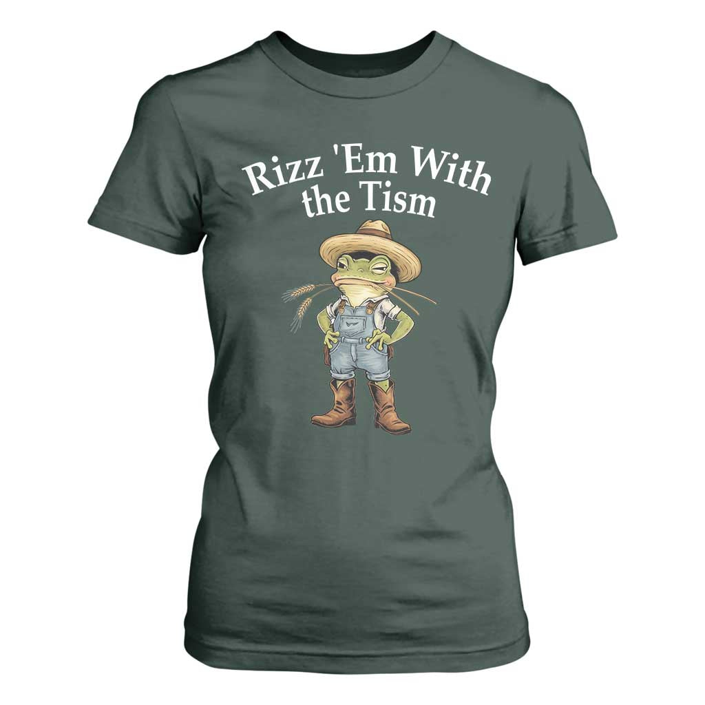 Autism Frog T Shirt For Women Funny Rizz Em With The Tism TS12 Dark Forest Green Print Your Wear