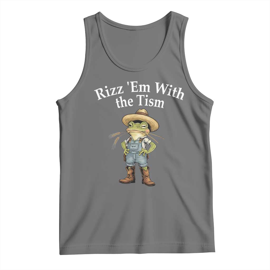 Autism Frog Tank Top Funny Rizz Em With The Tism TS12 Black Heather Print Your Wear