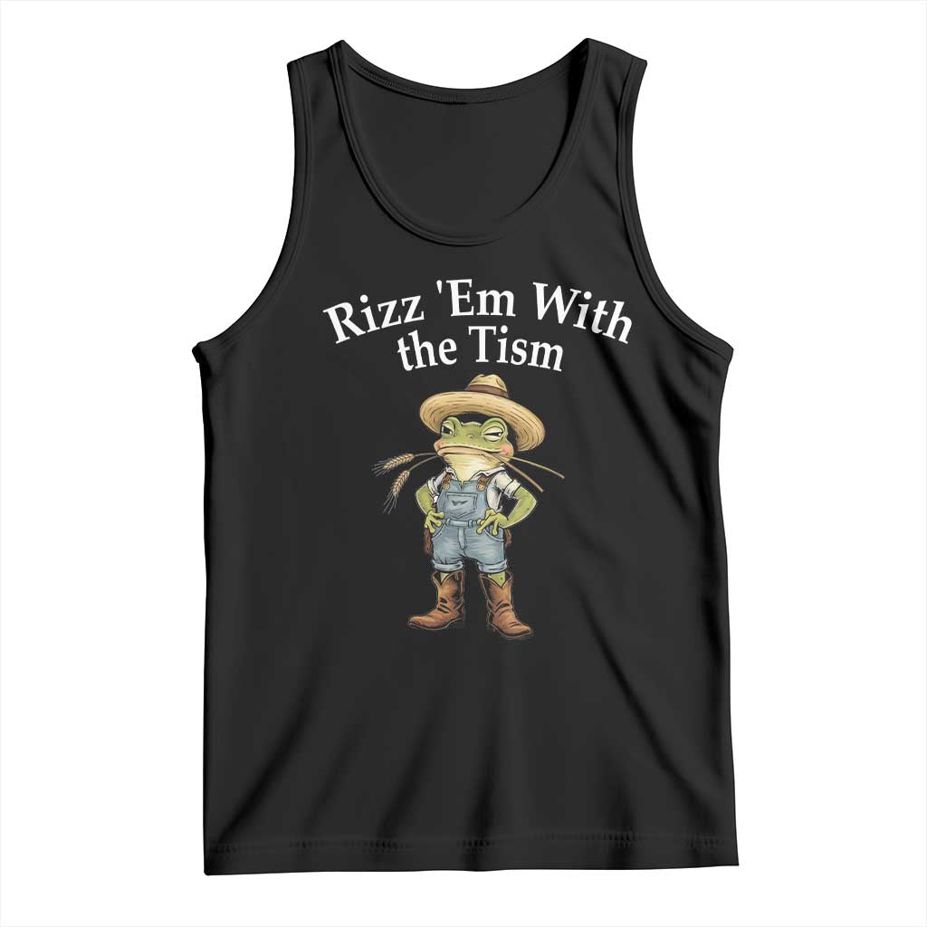 Autism Frog Tank Top Funny Rizz Em With The Tism TS12 Black Print Your Wear