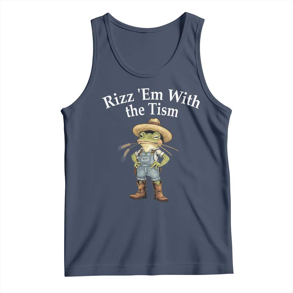 Autism Frog Tank Top Funny Rizz Em With The Tism TS12 Navy Print Your Wear