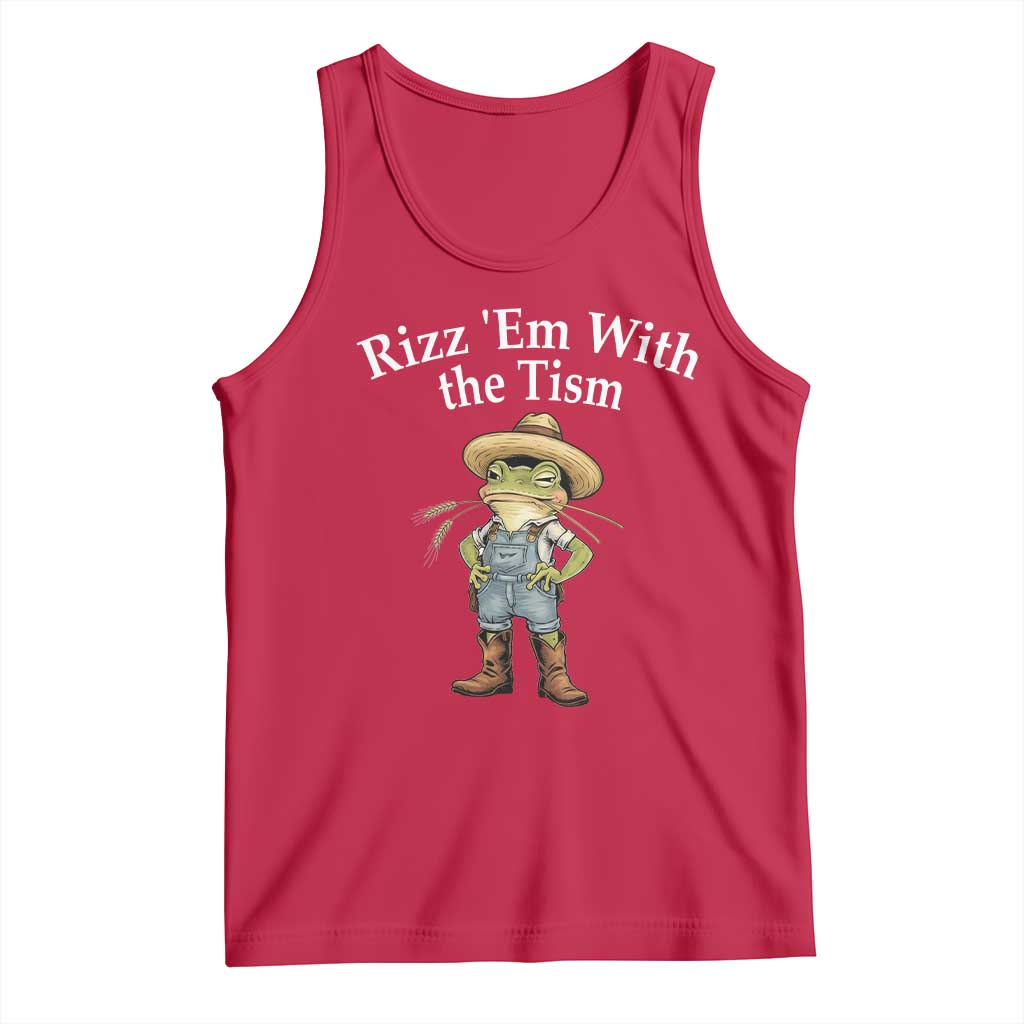Autism Frog Tank Top Funny Rizz Em With The Tism TS12 Red Print Your Wear