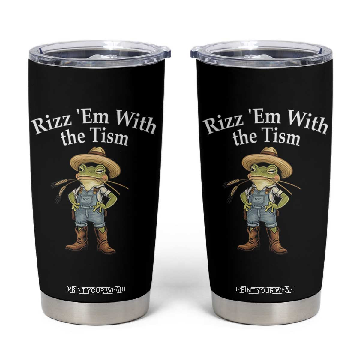 Autism Frog Tumbler Cup Funny Rizz Em With The Tism TS12 Black Print Your Wear