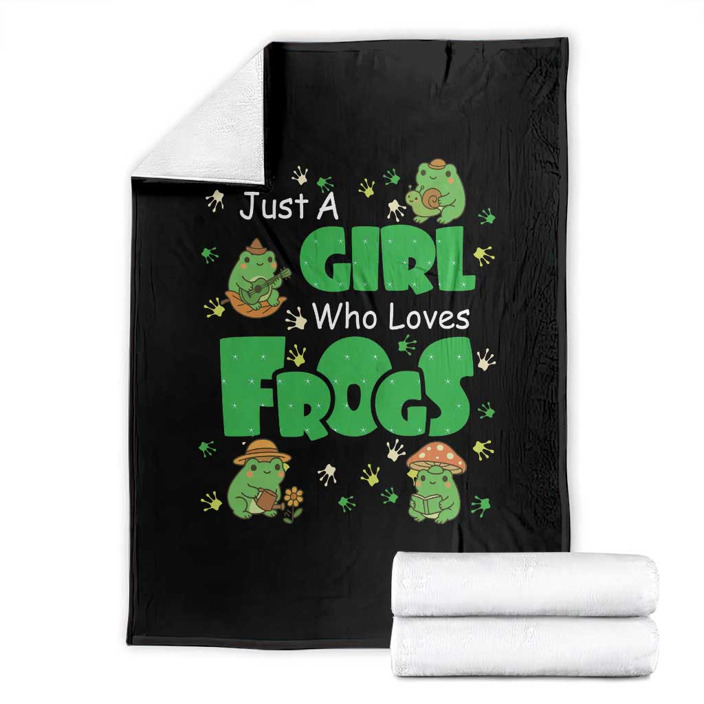Just A Girl Who Loves Frogs Gift Throw Blanket TS12 Black Print Your Wear