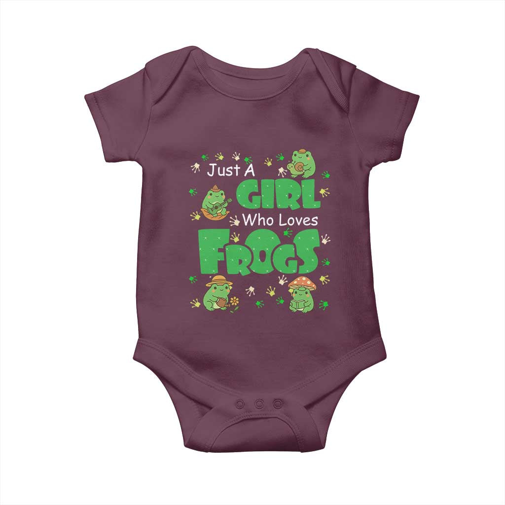 Just A Girl Who Loves Frogs Gift Baby Onesie TS12 Maroon Print Your Wear